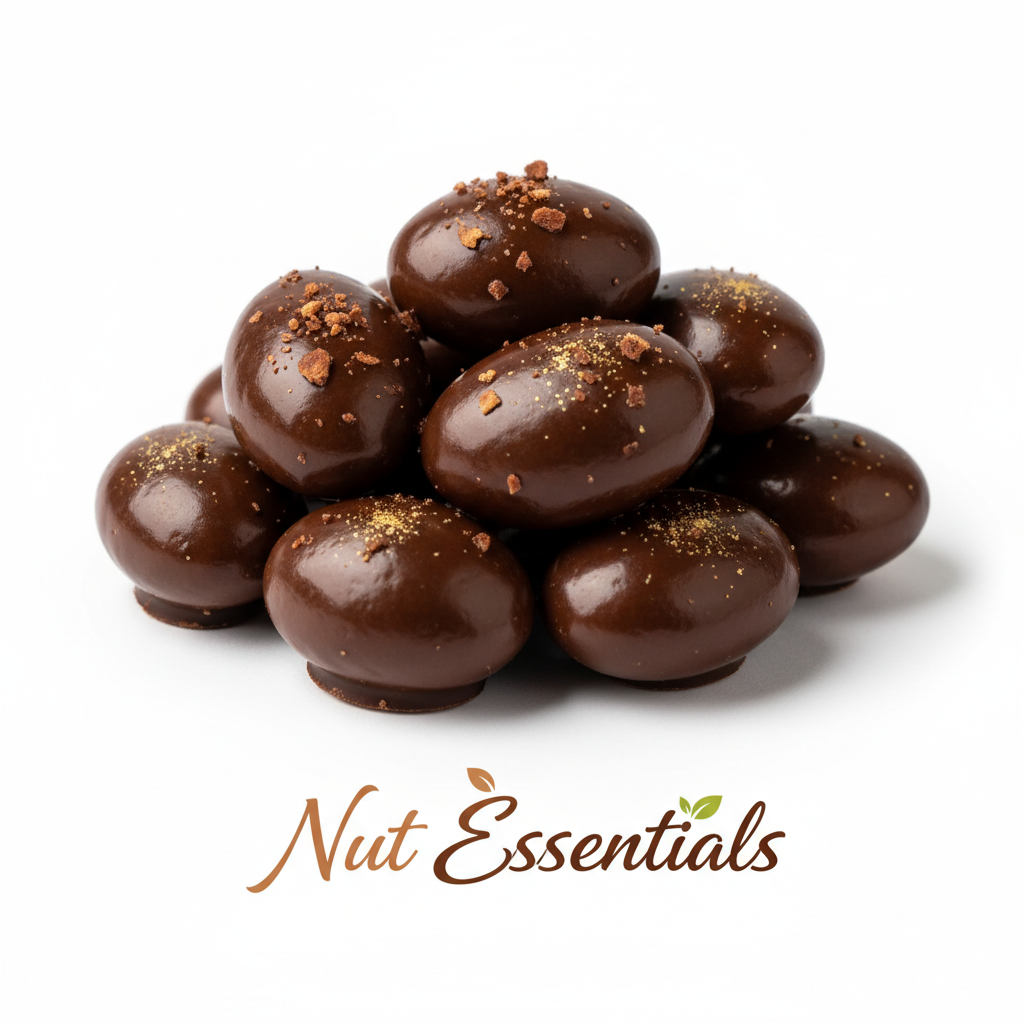 Premium chocolate covered almonds with dark chocolate coating - Nut Essentials