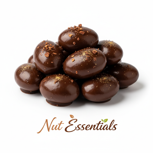 Premium chocolate covered almonds with dark chocolate coating - Nut Essentials