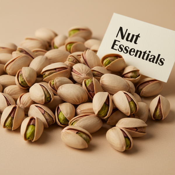 Premium Pistachios with Nut Essentials Brand Label